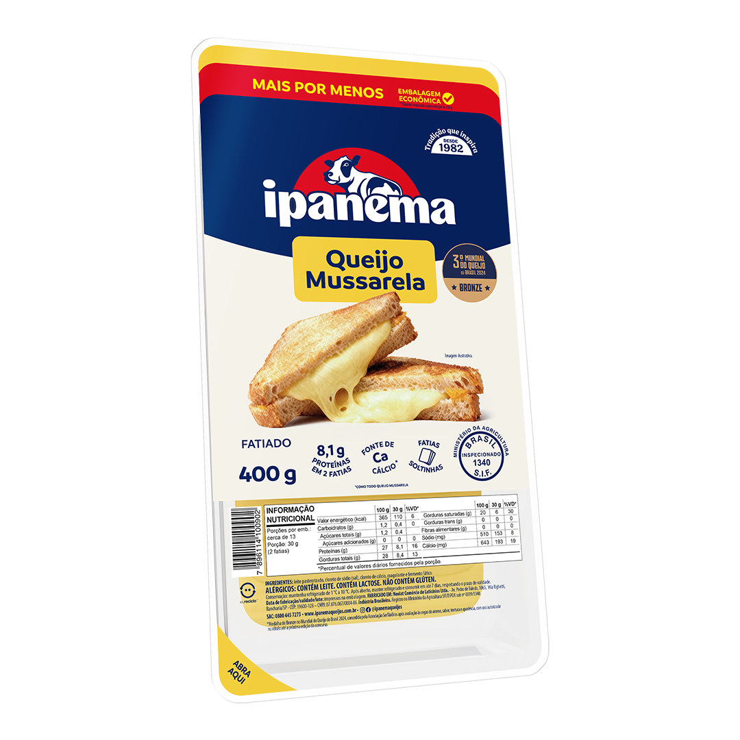 Mussarela Ipanema Fatiado 400g | Caixa com 18 unidades