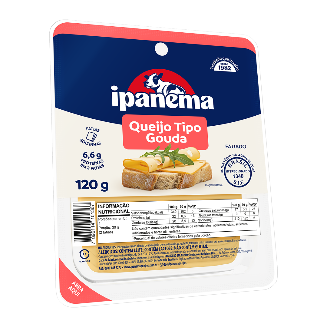 Gouda Ipanema Fatiado 120g | Caixa com 15 unidades