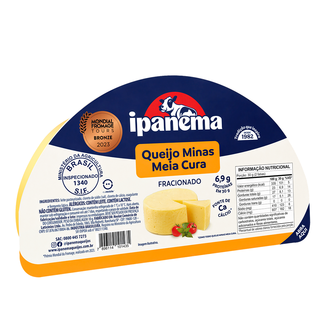 Minas Meia Cura Ipanema Fração 400g | Caixa com 12 unidades