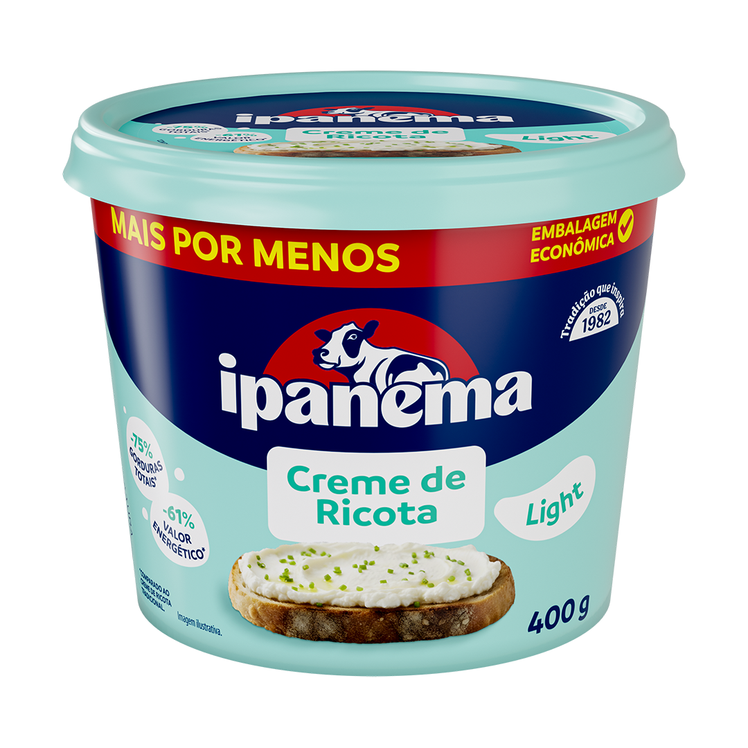 Creme De Ricota Light Ipanema Pote 400g | Caixa com 12 unidades