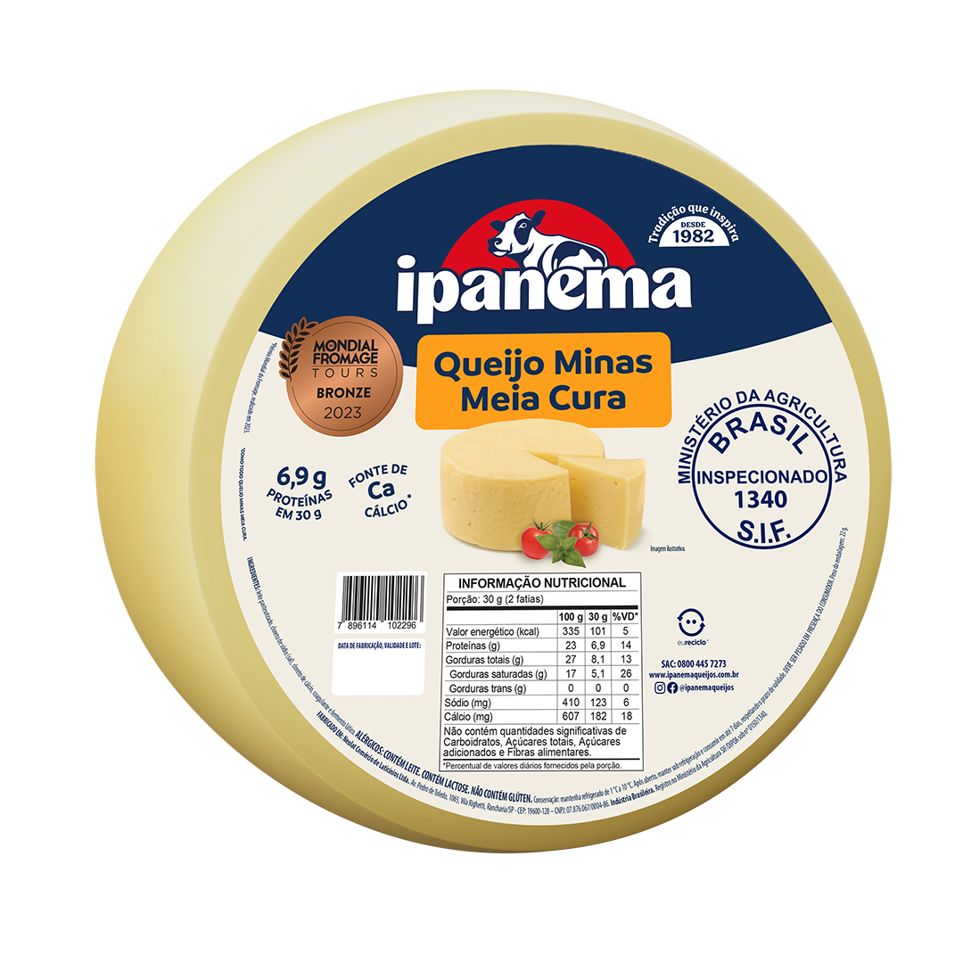 Minas Meia Cura Ipanema Peça 3kg | Caixa com 02 peças