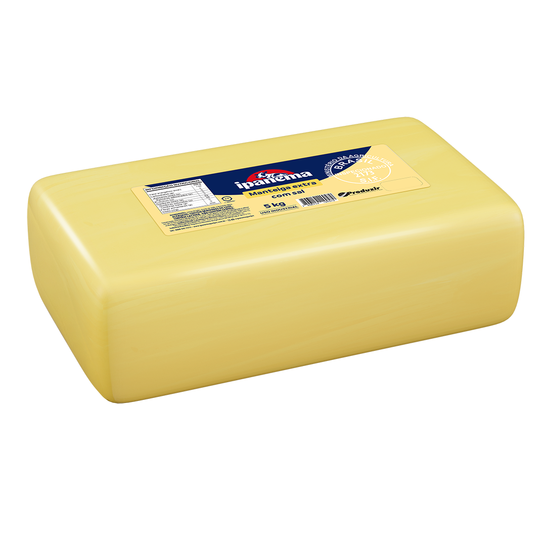 Manteiga Extra C/Sal Ipanema Bloco 5kg | Caixa com 01 unidades