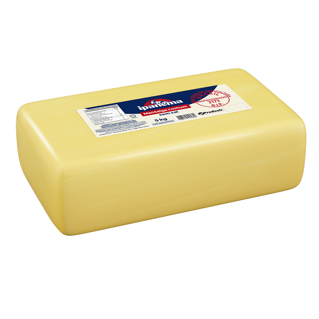Manteiga Comum S/Sal Ipanema Bloco 5kg | Caixa com 01 unidades