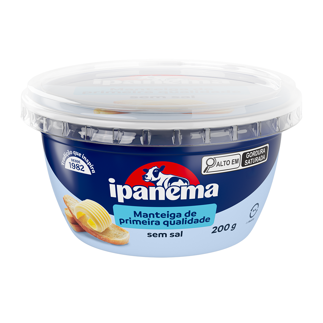 Manteiga S/ Sal Ipanema Pote 200g | Caixa com 18 unidades