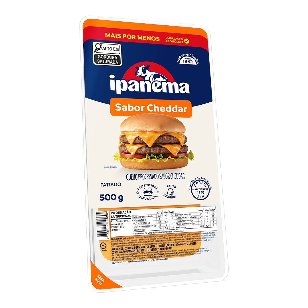 Cheddar Ipanema Fatiado 500g | Caixa com 15 unidades
